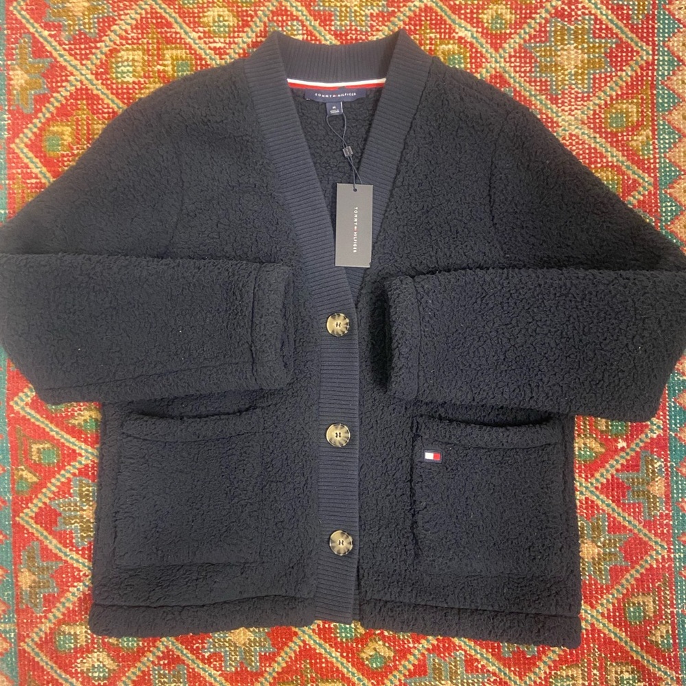 Tommy Hilfiger NWT teddy fleece cardigan